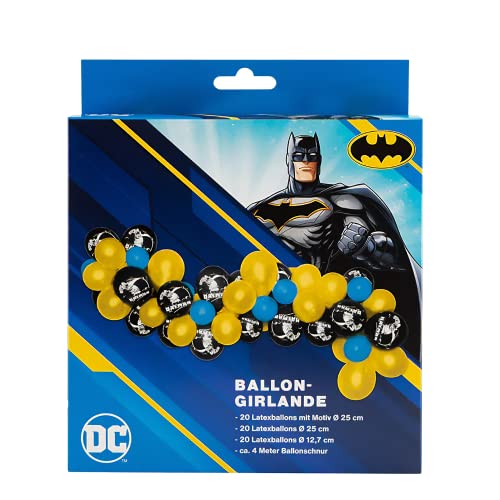 Party Factory `Batman´ Ballongirlande aus 60 gelben, schwarzen und blauen Latexballons, Ø25 und 12cm, inklusive 4m Ballonband von Party Factory