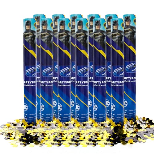 Party Factory `Batman´ Party Popper 12er Set, 40 cm Konfettikanone mit bunt schimmerndem Konfetti, bis zu 8 m Flughöhe Party Factory `Batman´ Party Popper 12er Set, 40 cm Konfettikanone mit bunt schimmerndem Konfetti, bis zu 8 m Flughöhe von Party Factory