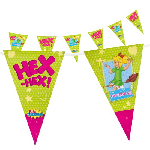 Party Factory `Bibi Blocksberg´ Wimpelkette Papier mit 10 Wimpeln, Länge ca. 5 Meter, Party Girlande, Geburtstagsdeko von Party Factory