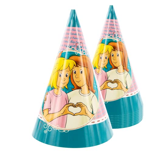 Party Factory `Bibi & Tina´ 10 Partyhütchen, ca. 10x16cm, bunt, Partyhüte aus Pappe für Kindergeburtstag oder Mottoparty von Party Factory