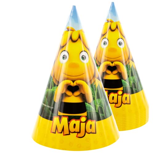 Party Factory `Biene Maja´ 10 Partyhütchen, ca. 10x16cm, bunt, Partyhüte aus Pappe für Kindergeburtstag oder Mottoparty von Party Factory