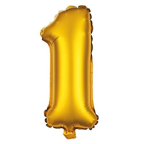 Party Factory Folienballon 80cm Gold Zahlenballon, Luftballon, Geburtstag, Zahl für Helium und Luftfüllung geeignet (Zahl: 1) von Party Factory