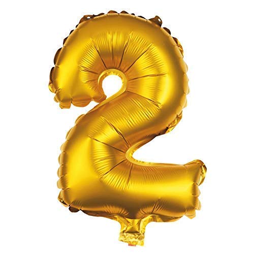 Party Factory Folienballon 80cm Gold Zahlenballon, Luftballon, Geburtstag, Zahl für Helium und Luftfüllung geeignet (Zahl: 2) von Party Factory