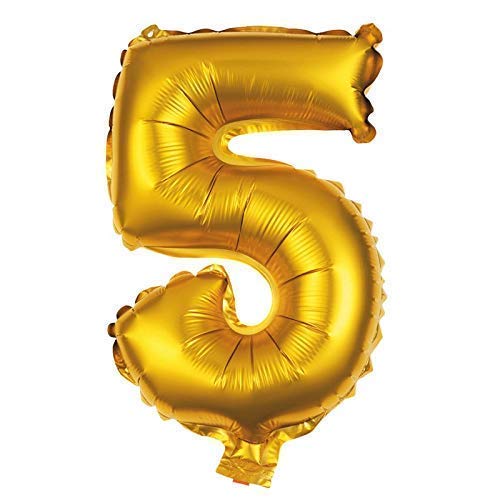 Party Factory Folienballon 80cm Gold Zahlenballon, Luftballon, Geburtstag, Zahl für Helium und Luftfüllung geeignet (Zahl: 5) von Party Factory