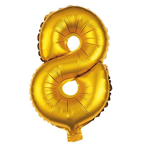 Party Factory Folienballon 80cm Gold Zahlenballon, Luftballon, Geburtstag, Zahl für Helium und Luftfüllung geeignet (Zahl: 8) von Party Factory