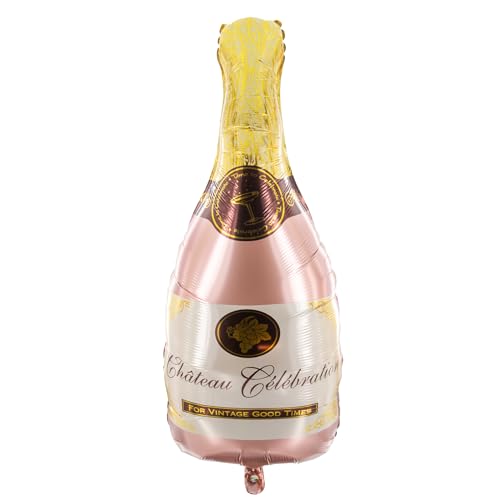 Party Factory Folienballon `Champagne Flasche Rose´ 49 x 103 cm, Heliumballon, Luftballon für Geburtstag, Party, Mottoparty von Party Factory