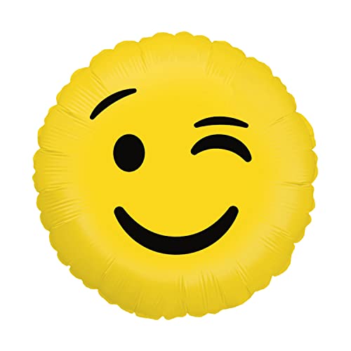Party Factory Folienballon Emoji zwinkernd 45cm, Heliumballon, Luftballon für Geburtstag, Party, Mottoparty von Party Factory