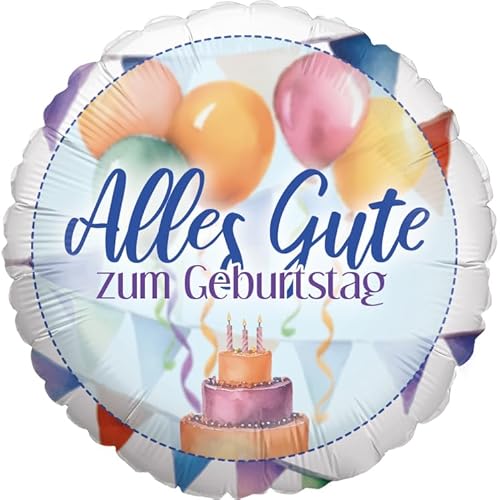 Party Factory Folienballon Geburtstag 45 cm, Rund, Watercolor, Ballon Helium geeignet, Geburtstagsdeko, Luftballon für Kindergeburtstag und Party Party Factory Folienballon Geburtstag 45 cm, Rund, Watercolor, Ballon Helium geeignet, Geburtstagsdeko, Luftballon für Kindergeburtstag und Party von Party Factory