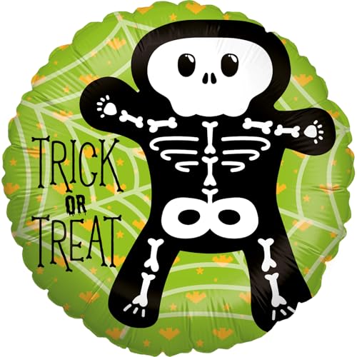 Party Factory Folienballon Halloween Skelett 45 cm, Rund, Grün, Ballon Helium geeignet, Gruseldeko, Luftballon für Halloweenparty und Mottoparty Party Factory Folienballon Halloween Skelett 45 cm, Rund, Grün, Ballon Helium geeignet, Gruseldeko, Luftballon für Halloweenparty und Mottoparty von Party Factory