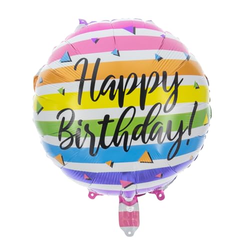 Party Factory Folienballon - Happy Birthday - bunter Luftballon, Ø 45 cm, Konfetti Ballon, Geburtstag, Heliumballon von Party Factory