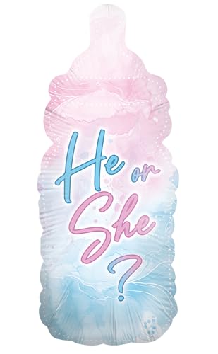 Party Factory Folienballon He or She, Babyflasche, Rosa Blau, Ballon Helium geeignet, Gender Reveal Deko, Luftballon für Babyparty und Geburt Party Factory Folienballon He or She, Babyflasche, Rosa Blau, Ballon Helium geeignet, Gender Reveal Deko, Luftballon für Babyparty und Geburt von Party Factory