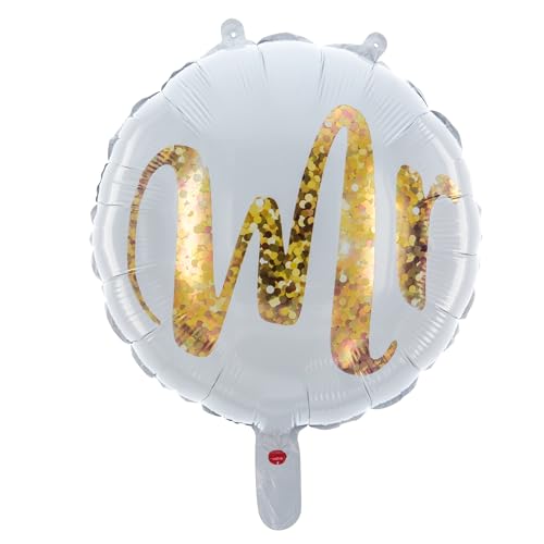 Party Factory Folienballon `Mr´, weiß gold, 45 cm, Schriftzug Heliumballon, Luftballon für Hochzeit, Party, Junggesellenabschied von Party Factory