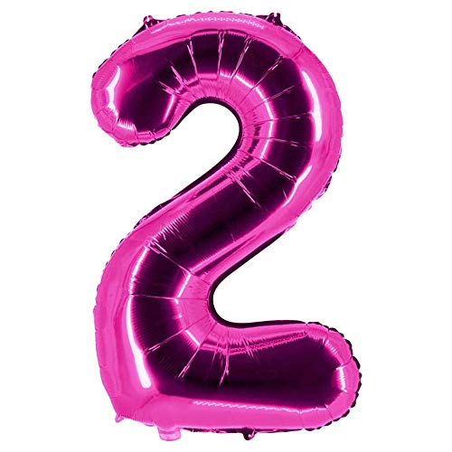 Party Factory XXL Folienballon Zahl 2, Luftballon 100cm, pink, Geburtstag, Abi, Jubiläum, Party Ballon, Heliumballon, Deko von Party Factory