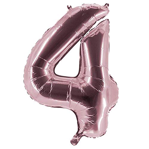 Party Factory XXL Folienballon Zahl 4, Luftballon 100cm, rosé, Geburtstag, Abi, Jubiläum, Party Ballon, Heliumballon, Deko von Party Factory