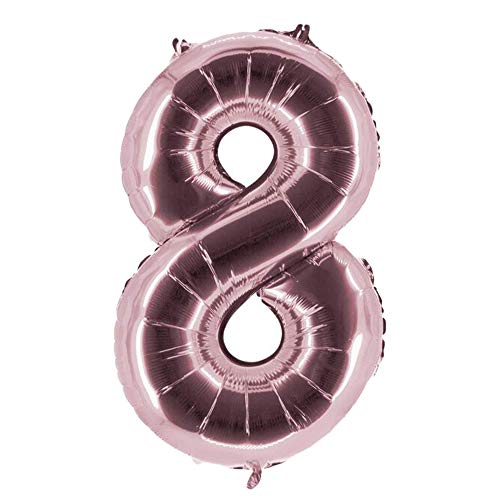 Party Factory XXL Folienballon Zahl 8, Luftballon 100cm, rosé, Geburtstag, Abi, Jubiläum, Party Ballon, Heliumballon, Deko von Party Factory