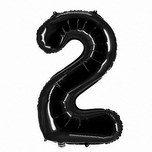 Party Factory XXL Folienballon Zahl 2, Luftballon 100cm, schwarz, Geburtstag, Abi, Jubiläum, Party Ballon, Heliumballon, Deko von Party Factory