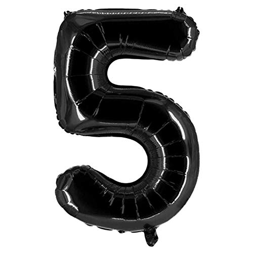 Party Factory XXL Folienballon Zahl 5, Luftballon 100cm, schwarz, Geburtstag, Abi, Jubiläum, Party Ballon, Heliumballon, Deko von Party Factory