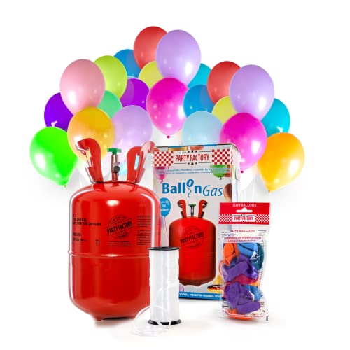 Party Factory Helium Ballongas für 30 Luftballons inkl. 30 Ballons Ballons von Party Factory