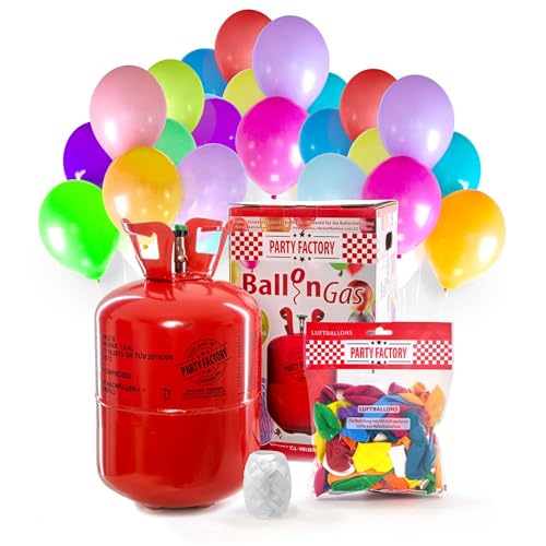 Party Factory Ladenburg Helium Flasche für 50 Luftballons Party Factory Ballons inkl. 50 Ballons von Party Factory
