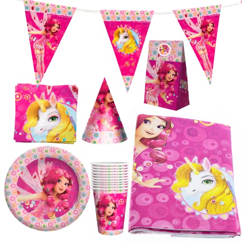 Party Factory `Mia and Me´ XXL-Set, 10 Becher, 10 Teller, 20 Servietten, 1 Tischdecke, 1 Wimpelkette, 10 Partyhüte und 10 Partytüten von Party Factory