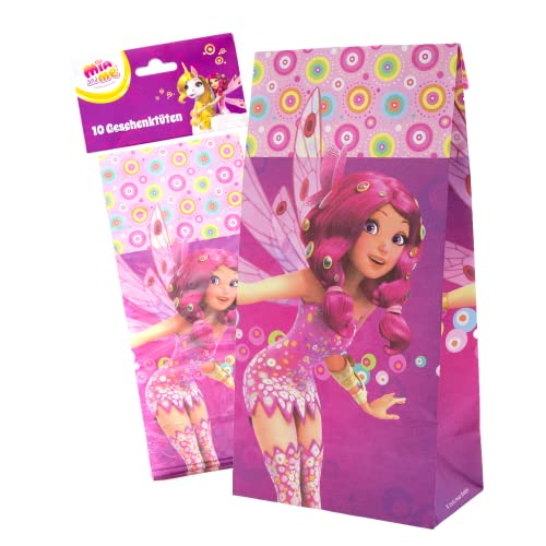 Party Factory `Mia & Me´ 10 Partytüten inklusive Sticker, 10x20x6cm, bunt, Papiertüten für Mitgebsel, Kindergeburtstag von Party Factory
