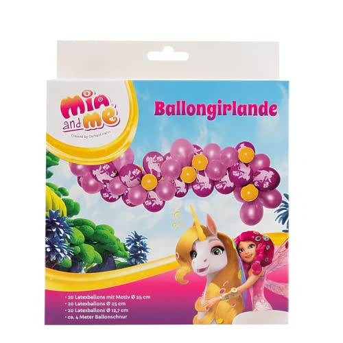 Party Factory `Mia & Me´ Ballongirlande aus 60 rosa, lila und gelben Latexballons, Ø25 und 12cm, inklusive 4m Ballonband von Party Factory