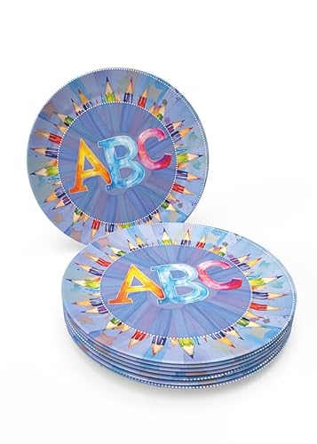 Party Factory Pappteller Back to School, 23 cm, 8 Stück, Bunt, ABC, Einweg Teller als Deko für Einschulung und Schulanfang, Papierteller Tischdeko Party Factory Pappteller Back to School, 23 cm, 8 Stück, Bunt, ABC, Einweg Teller als Deko für Einschulung und Schulanfang, Papierteller Tischdeko von Party Factory