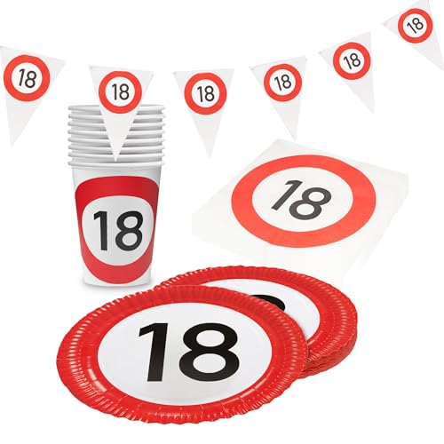 Party Factory Party-Set Happy Birthday 18, 4 teiliges Partyset mit 20 Servietten, 8 Bechern, 8 Tellern und 1 Wimpelkette, farbenfrohe Dekoration für Kindergeburtstage, Partys und besondere Anlässe Party Factory Party-Set Happy Birthday 18, 4 teiliges Partyset mit 20 Servietten, 8 Bechern, 8 Tellern und 1 Wimpelkette, farbenfrohe Dekoration für Kindergeburtstage, Partys und besondere Anlässe von Party Factory