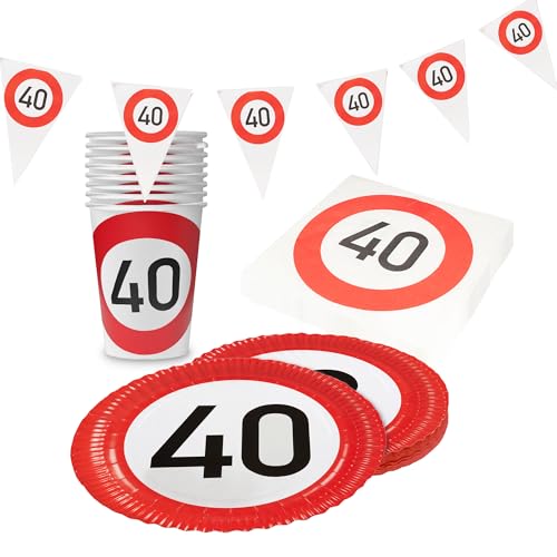 Party Factory Party-Set Happy Birthday 40, 4 teiliges Partyset mit 20 Servietten, 8 Bechern, 8 Tellern und 1 Wimpelkette, farbenfrohe Dekoration für Kindergeburtstage, Partys und besondere Anlässe Party Factory Party-Set Happy Birthday 40, 4 teiliges Partyset mit 20 Servietten, 8 Bechern, 8 Tellern und 1 Wimpelkette, farbenfrohe Dekoration für Kindergeburtstage, Partys und besondere Anlässe von Party Factory