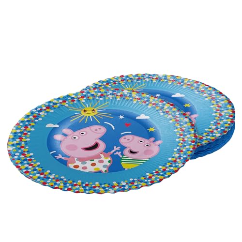 Party Factory `Peppa Pig´ 8x Pappteller, Einwegteller bunt, Ø23cm, Partyteller zum Kindergeburtstag, Mottoparty von Party Factory