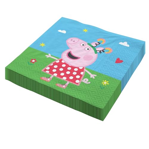 Party Factory `Peppa Wutz´ 20 Papier Servietten, 33x33cm, bunt, 3-lagig, Einwegservietten für Kindergeburtstag oder Mottoparty Party Factory `Peppa Wutz´ 20 Papier Servietten, 33x33cm, bunt, 3-lagig, Einwegservietten für Kindergeburtstag oder Mottoparty von Party Factory