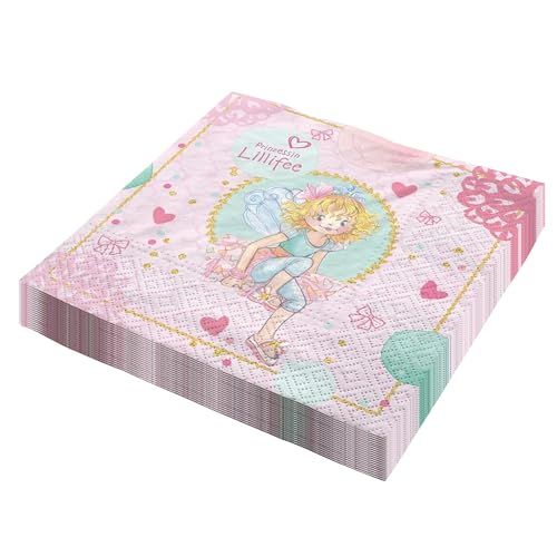 Party Factory `Prinzessin Lillifee´ 20 Papier Servietten, 33x33cm, bunt, 3-lagig, Einwegservietten für Kindergeburtstag oder Mottoparty von Party Factory