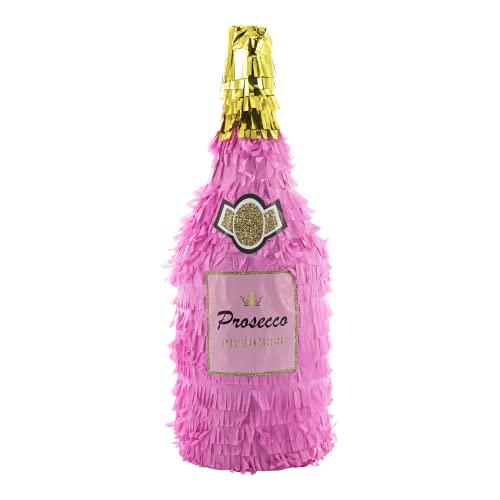 Party Factory Prosecco Pinata, pink/gold, 45x16cm, Partyspiel, Schlag-Pinata, Junggesellenabschied, Dekoration zum Geburtstag von Party Factory