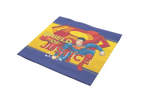 Party Factory `Superman´ 20 Papier Servietten, 33x33cm, bunt, 3-lagig, Einwegservietten für Kindergeburtstag oder Mottoparty von Party Factory