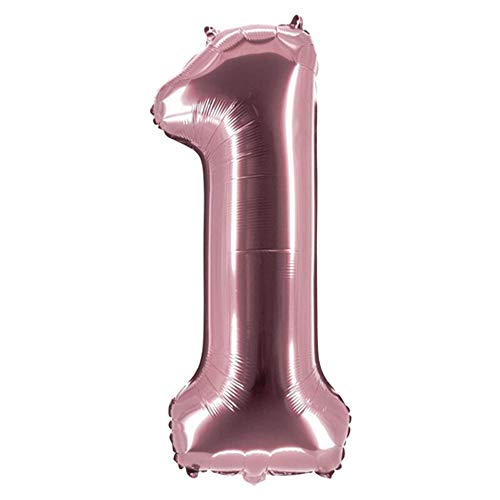Party Factory XXL Folienballon Zahl 1, Luftballon 100cm, rosa, Geburtstag, Abi, Jubiläum, Party Ballon, Heliumballon, Deko von Party Factory