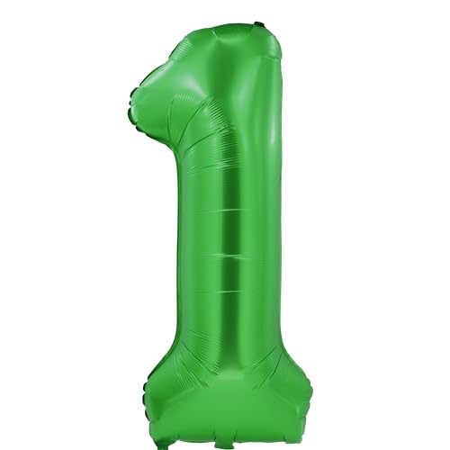 Party Factory XXL Folienballon Zahl 1, Luftballon 102 cm, grün, Geburtstag, Abi, Jubiläum, Party Ballon, Heliumballon, Deko von Party Factory