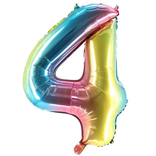 Party Factory XXL Folienballon Zahl 4, Luftballon 100cm, multicolor, Geburtstag, Abi, Jubiläum, Party Ballon, Heliumballon, Deko Party Factory XXL Folienballon Zahl 4, Luftballon 100cm, multicolor, Geburtstag, Abi, Jubiläum, Party Ballon, Heliumballon, Deko von Party Factory