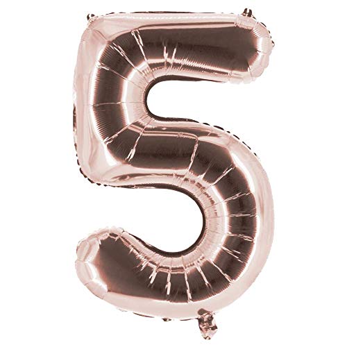 Party Factory XXL Folienballon Zahl 5, Luftballon 100cm, Rosegold, Geburtstag, Abi, Jubiläum, Party Ballon, Heliumballon, Deko von Party Factory