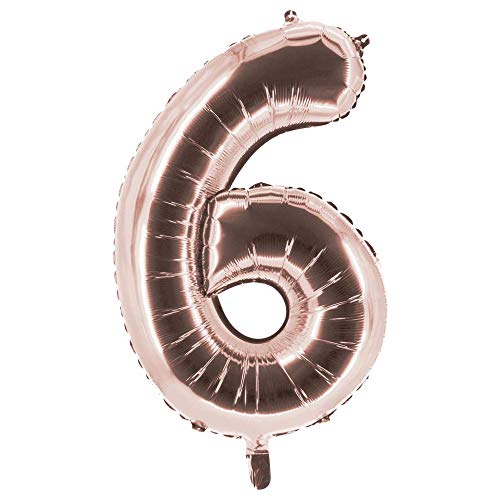 Party Factory XXL Folienballon Zahl 6, Luftballon 100cm, Rosegold, Geburtstag, Abi, Jubiläum, Party Ballon, Heliumballon, Deko von Party Factory