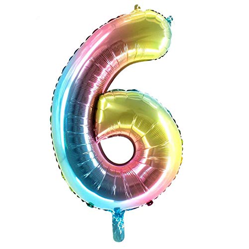 Party Factory XXL Folienballon Zahl 6, Luftballon 100cm, multicolour, Geburtstag, Abi, Jubiläum, Party Ballon, Heliumballon, Deko von Party Factory