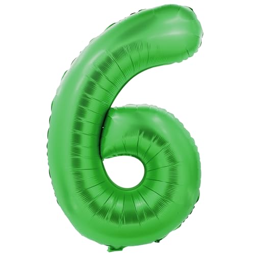Party Factory XXL Folienballon Zahl 6, Luftballon 102 cm, grün, Geburtstag, Abi, Jubiläum, Party Ballon, Heliumballon, Deko von Party Factory