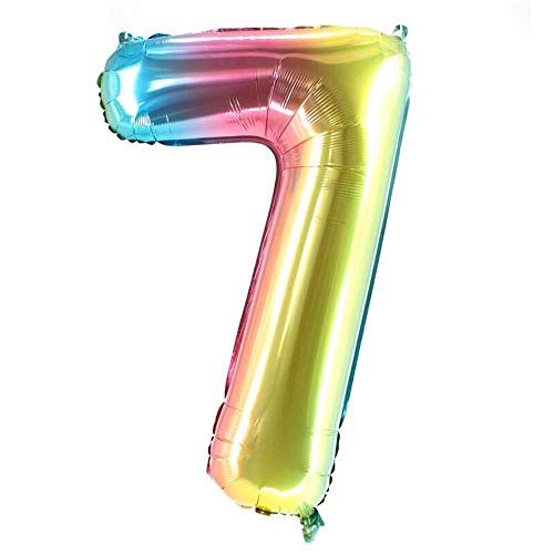 Party Factory XXL Folienballon Zahl 7, Luftballon 100cm, Multicolour, Geburtstag, Abi, Jubiläum, Party Ballon, Heliumballon, Deko von Party Factory