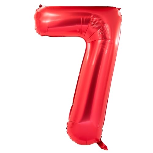 Party Factory XXL Folienballon Zahl 7, Luftballon 102 cm, rot, Geburtstag, Abi, Jubiläum, Party Ballon, Heliumballon, Deko von Party Factory
