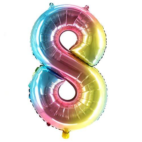 Party Factory XXL Folienballon Zahl 8, Luftballon 100cm, Multicolour, Geburtstag, Abi, Jubiläum, Party Ballon, Heliumballon, Deko von Party Factory
