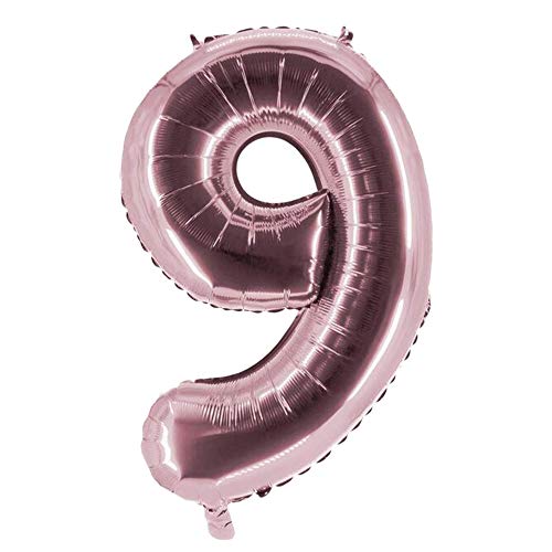 Party Factory XXL Folienballon Zahl 9, Luftballon 100cm, rosa, Geburtstag, Abi, Jubiläum, Party Ballon, Heliumballon, Deko von Party Factory