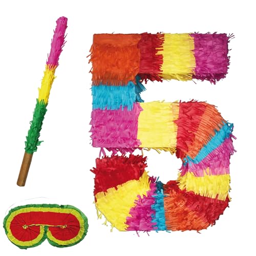 Pinata Zahlen 0-9 Kinder Geburtstag Schlag-Pinata 50 x 35 x 8cm Dekoration Geburtstagsdeko (5) von Party Factory