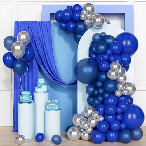 Blau Silber Luftballons, 106 Stück Ballon Girlande Blau mit Metallic Silber Helium Latexballons für Jungen Männer Geburtstag Hochzeit Jubiläum Babyparty Dekoration von Party Forest