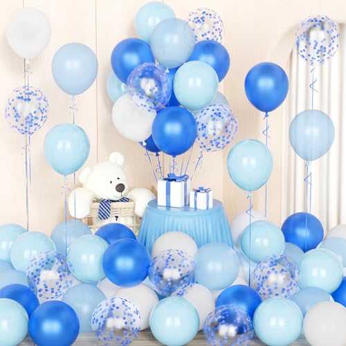 Blaue und weiße Ballons mit Konfetti Ballons von Party Forest