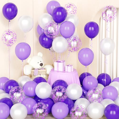 Dunkelviolette und hellviolette Ballons mit Konfetti Ballons von Party Forest