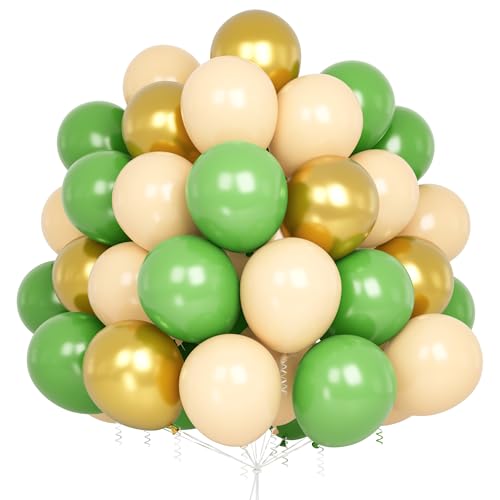 Grüne Luftballons 60 Stück Salbei Grün Gold Beige Ballons mit Metallic Goldene Luftballons für Baby Shower Geburtstag Jubiläum Hochzeit Party Dekoration von Party Forest